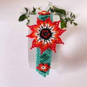 Colorful Beaded Flower Bracelet